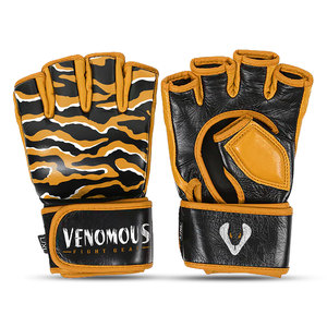 Guantes de MMA Venomous Tiger Viper de Cuero, Medios Dedos, Correa de Muñeca Ajustable, para Entrenamiento, Sparring, Grappling, Duraderos, Transpirables, para Combate - Product Image 1