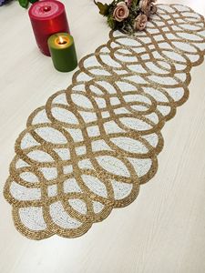 Camino de Mesa con Cuentas, Hecho a Mano, Decoración para Comedor, Bodas, Banquetes, Eventos y Hoteles, Precio al por Mayor - Product Image 4