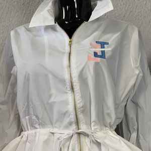 Veste de moto pour femme Jack and Jill, style peplum, blanche, fermeture éclair sur le devant, broderie décontractée, doublure en coton, veste élégante - Product Image 5