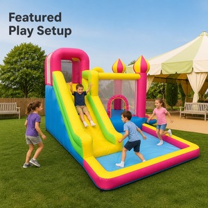 Noco Kids Trampoline Gonflable en Tissu Oxford, Petit Château Gonflable, Couleurs Personnalisables, Portable, Extérieur/Intérieur, Thème <span class=keywords><strong>Fortnite</strong></span>, Public - Product Image 1