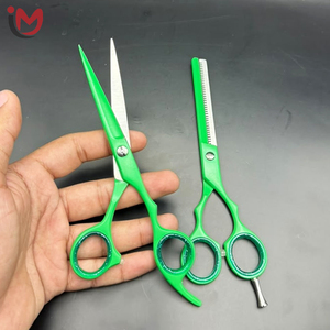 Green Professional Beauty Salon Hair <b>Thinning</b> Scissors Sharp Stainless Steel Long Handle 28 Teeth Right Handed Barber Shears - Product Image 1