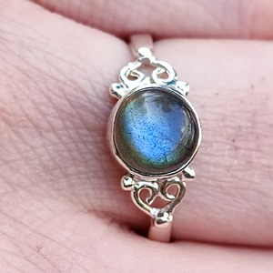 <b>Labradorite</b> <b>Ring</b> 925 Sterling Silver Handmade Boho Statement Promise Jewelry for Women Natural Round Shape Gemstone Jewelry - Product Image 6
