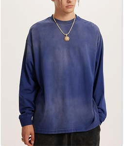 Sweat-shirt vintage délavé à l'acide pour homme, col rond oversize, pull élégant à manches longues, vente directe d'usine, logo personnalisé OEM - Product Image 5