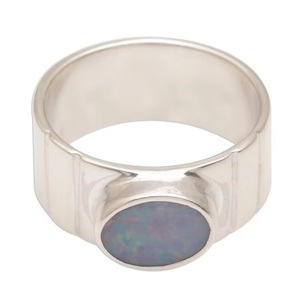 925 Sterling <b>Silver</b> Natural <b>Opal</b> Luminous Sky <b>Ring</b> Handmade Boho Punk Statement Jewelry for Women - Product Image 6