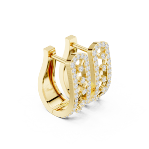 Pendientes de Aro Huggie de Lujo Chapados en Oro Amarillo de 18K con Diamantes Cultivados en Laboratorio de Corte Brillante de Varias Hileras, 0.39ct, Color Blanco D, Tendencia E - Product Image 4