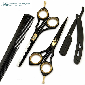 Juego de Tijeras de Peluquería Profesionales Saar Global, Acero Inoxidable, Hoja Afilada de 28 Dientes, No Plegables, para Diestros, Largas - Product Image 1
