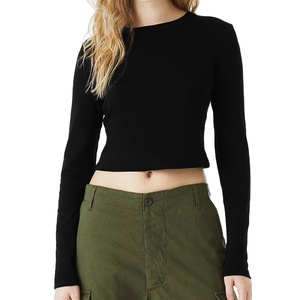 Camiseta Corta de Alta Calidad para Mujer, Estilo Y2K, Ajustada, de Algodón Suave con Elastano, Informal, de Verano, Fabricante OEM ODM - Product Image 1