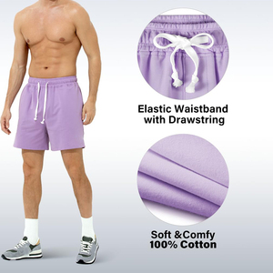 Shorts en molleton de coton personnalisés OEM pour hommes, style streetwear, 300 g/m², taille élastique, vêtements de détente, prix bas - Product Image 3
