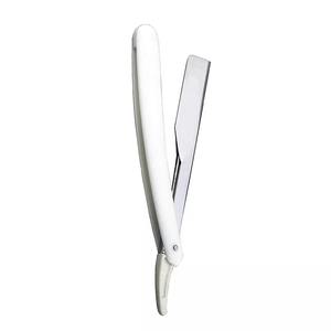 Rasoir de barbier professionnel en acier inoxydable avec manche en bois couleur acier, design à bord droit pour le rasage de la barbe, logo personnalisé - Product Image 1