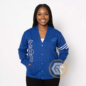 Tesoros Griegos Personalizados, Suéter de Invierno para Mujer de la Hermandad Zeta Phi Beta, Cuello en V, Acrílico Sólido, Tejido Plano Informal, Antiarrugas - Product Image 4