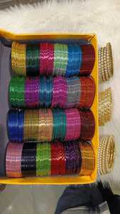 Bracelets en verre plaqué argent faits à la main avec pierres, ensemble de mariée de haute qualité pour femmes, couleurs et tailles personnalisées - Product Image 5