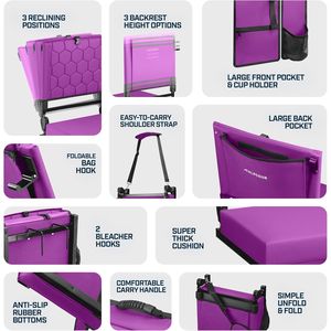 Folding Reclining Stadium <b>Chair</b> with Back Support for Bleachers - Product Image 4
