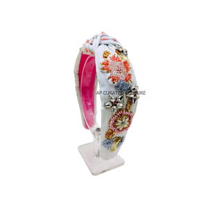 Serre-tête moderne et élégant fait main en perles de verre, motif floral coloré, accessoires de cheveux ethniques pour femmes, vente en gros - Product Image 3