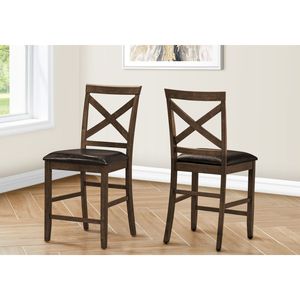 Ensemble de 2 chaises de salle à manger rembourrées en similicuir brun noyer foncé, hauteur 44 pouces, pour salle à manger et cuisine - Product Image 1