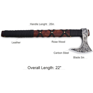 Hand Forged Industrial <b>Axe</b> <b>Handle</b> Custom Carbon Steel <b>Axe</b> Custom <b>Handle</b> Viking <b>Axe</b> with Leather Sheath for Sale - Product Image 3