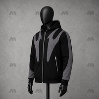 Sweat à capuche zippé color block pour homme, 100% coton molletonné, brodé, respirant, style streetwear pour l'automne et l'hiver