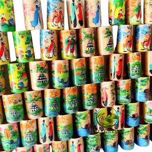 Vaso de Bambú Hecho a Mano en Vietnam con Ilustraciones de Campos de Arroz y Pueblos, para Souvenirs, Regalos Culturales, Decoración del Hogar y Tiendas - Product Image 6