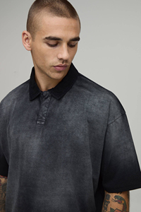 Conjunto de Camiseta Polo con Efecto Degradado para Hombre, Negro, Casual, Pantalones Cortos de Verano, Dos Piezas, Tejido de Algodón, Estilo Urbano, Moda - Product Image 5