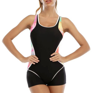 Maillot de bain une pièce pour femme avec contraste tie-dye, séchage rapide, en spandex et polyester, col halter, bas court, tenue de plage - Product Image 3