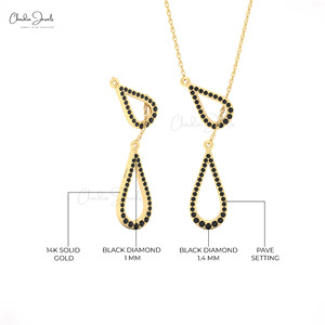 Nouveau collier à pendentif en diamant noir naturel 0,31 CTW, or massif 14 carats, double maillon, provenant d'un fournisseur vérifié - Product Image 5