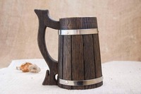 Jarra de Cerveza de Madera Hecha a Mano, Jarra de Madera de Primera Calidad para Amantes de la Cerveza, Incluye Bolsa de Regalo Medieval, Varios Tamaños