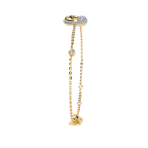 10K 14K 18K Yellow Gold with Pave Curve Lab Grown Personalized <b>Charm</b> Diamond Bracelet in | Minimalist Designer Jewellery - Product Image 3