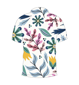 เสื้อโปโลผู้ชายสีขาวพิมพ์ลายดอกไม้หลากสีลำลองแขนสั้นแฟชั่นฤดูร้อน - Product Image 6