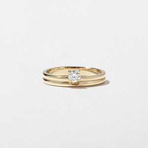 14K Gold Round Cut Lab Grown Diamond Solitaire Band Prong Set Parallel Double Band Delicate <b>Stacking</b> <b>Rings</b> Daily Wear Wholesale - Product Image 1