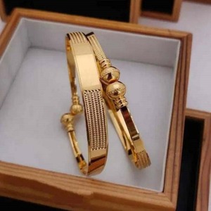 Minimalist Textured Gold Plated <b>Bangle</b> <b>Bracelet</b> Pair Sleek Design Jewelry for Women Daily Wear and Modern Styling - Product Image 4