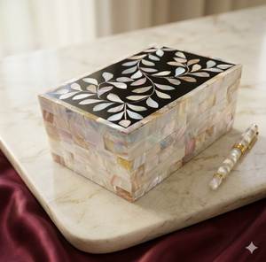 Floral Yellow Mother of Pearl Inlay Decorative <b>Boxes</b> for Jewelry Keys or Coin - Product Image 5