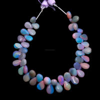 Perles violettes en opale naturelle éthiopienne de qualité supérieure, forme poire lisse, 6 pouces (environ 4,5x6,5-13x9 MM), faites à la main par un tiers