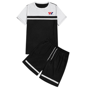 Conjunto de Camiseta y Pantalones Cortos para Hombre, Estilo Color Block, Holgado, Manga Corta, Deportivo, Informal, Cómodo, Moda Urbana - Product Image 2