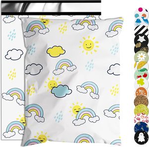 Waterproof & Tear-Resistant Shipping <b>Bags</b> - 100 Pcs, Self-Seal, <b>Rainbow</b> Printed Packaging <b>Bags</b> - Product Image 1