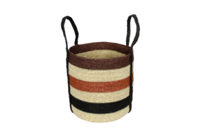 Striped Seagrass Circle Storage <b>Baskets</b> with Handles-Eco-Friendly Multifunction Rustic Home Decor for Multi-Purpose Neatening - Product Image 2