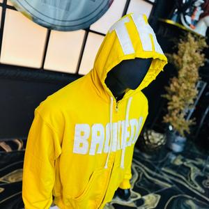Wholesale Distressed Embroidery Sunfaded <b>Hoodies</b> 100% Cotton Oversized Heavyweight <b>Yellow</b> Men's Printed Hoodie - Product Image 2