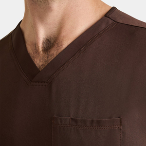 Unisex V Neck Medical <b>Scrub</b> <b>Top</b> Men Short Sleeve Nursing Uniform Hospital Clinic Healthcare Workwear Brown Trending Men <b>Scrub</b> - Product Image 3