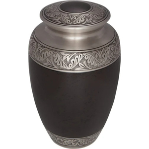 Handcrafted Pearl White Enamel Adult Cremation Urn For Human Ashes Elegant Metal Brass Funeral Urn With Hand Engraved Silver - Product Image 6