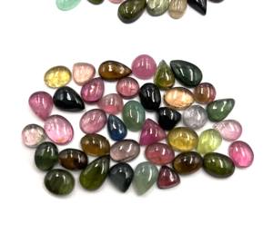 Tourmaline naturelle multicolore, formes variées, cabochons, pierres précieuses en vrac, 5-9 mm, certifiées IGI, haute qualité, Gemworldjaipur, pour bijoux - Product Image 5