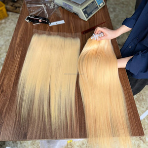 Extensiones de Cabello Humano al por Mayor, Paquetes de Cabello Virgen Vietnamita con Doble Trama a Máquina y Frontal de Encaje para Tejido de Pelucas con Frente de Encaje - Product Image 1