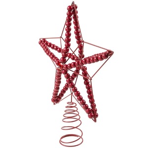 Handmade Red Metal <b>Star</b> And Bell Christmas Ornaments Featuring White Painted Floral Details And Jute Twine Hangers Festive <b>Decor</b> - Product Image 6