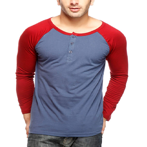 T-shirt à manches longues pour homme, col rond, manches raglan assorties, fin, pour l'automne et l'hiver - Product Image 1