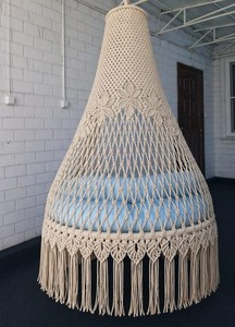 Columpio doble de macramé blanco, Silla columpio de macramé, Cama de macramé, Columpio hamaca, Cama colgante de macramé, Columpio de lujo - Product Image 4