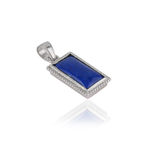 Pendentif solitaire authentique en lapis-lazuli, argent sterling 925, forme géométrique, style classique, bijoux artisanaux raffinés - Product Image 3