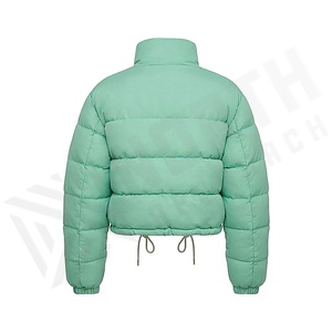 เสื้อแจ็คเก็ตสีเขียวมิ้นท์แบบเย็บลาย  แขนยาว คอตั้ง ปิดด้วยซิป กันลม เสื้อโค้ทขนเป็ดสำหรับผู้หญิงแบบสั้นสำหรับฤดูหนาว - Product Image 2