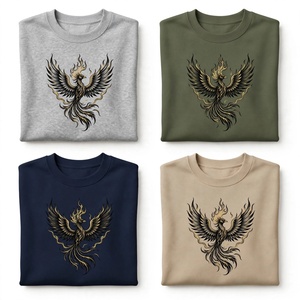 Sweat-shirt noir à col rond pour homme, imprimé graphique Phoenix Fire, manches longues, en coton épais, pull décontracté, style streetwear - Product Image 6