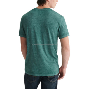 Vente en gros de t-shirts à col en V pour hommes, 57% polyester 43% coton, OEM, sérigraphie graphique, t-shirt Burnout personnalisé pour hommes - Product Image 2