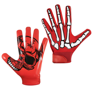 Skull Football <b>Gloves</b> Tacky Grip Skin Tight Skeleton Pro Elite Sticky Receiver American Football <b>Gloves</b> Adult & Youth Sizes - Product Image 2