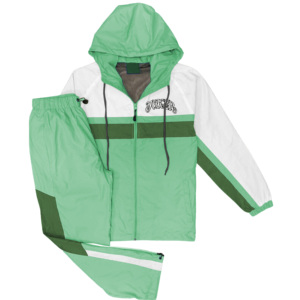 Men Windproof Breathable Winter Tracksuit Set Green White Solid Hooded Drawstring Casual Lightweight Polyester/Cotton Full - Product Image 1