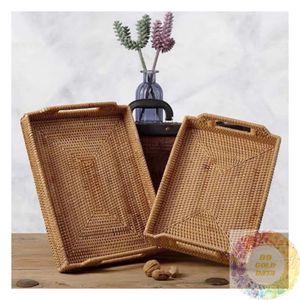 Natural Woven Rattan Serving Basket Tray for Kitchen <b>Dining</b> <b>Table</b> Restaurant Cafe Hotel Home Storage and Display Wholesale - Product Image 1