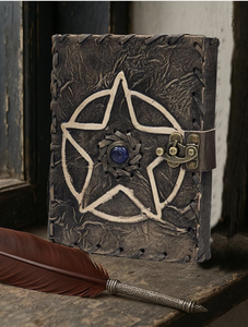 Diario de cuero hecho a mano con pentagrama, estilo gótico, para brujería, Grimorio, Libro de Hechizos, Libro de Sombras, con papel de borde deshilachado, al por mayor - Product Image 2